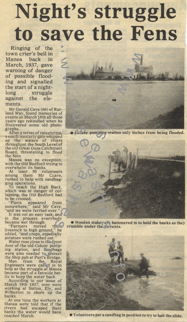 press cutting of the 1937 floods